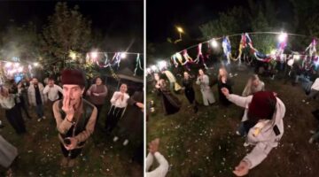 “Onbeşliler” set ekibi Tokat’ta dönem kıyafetleriyle düğün yapıp evlendi