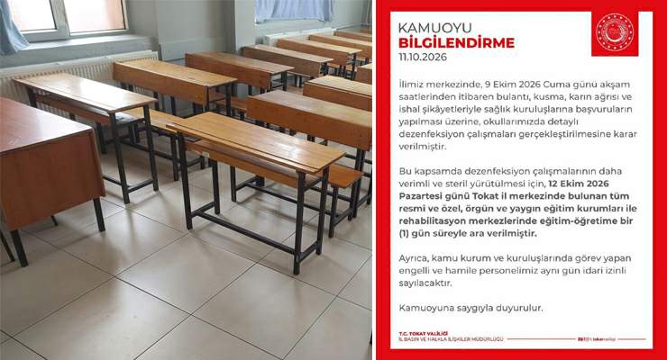 Tokat’ta eğitime 1 gün ara verildi