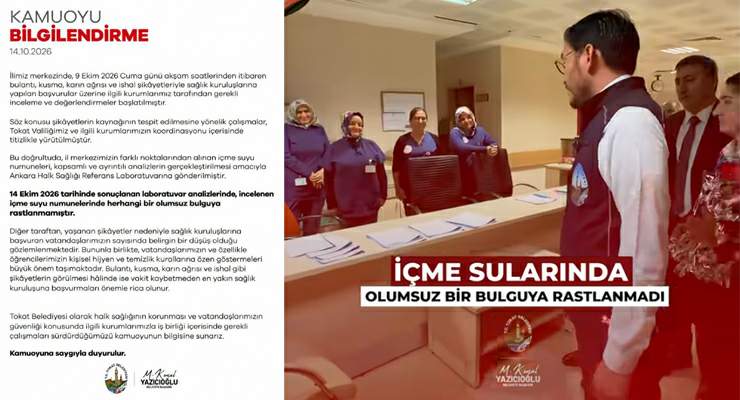 Başkan Yazıcıoğlu, “Salgının içme suyundan kaynaklı olmadığı anlaşıldı”